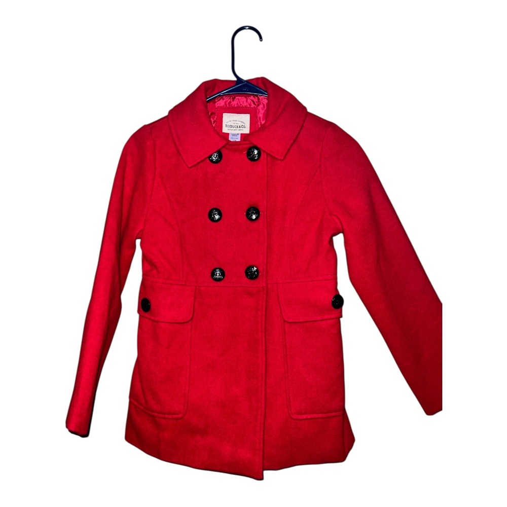 Roebuck & Co.‎ Kids Girls Red Double Breasted Pea Coat Size 14